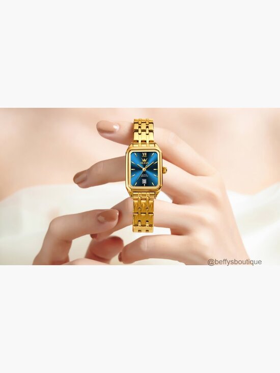 Square Stainless Steel Quartz Wrist Watch with Date - Dainty and Elegant
